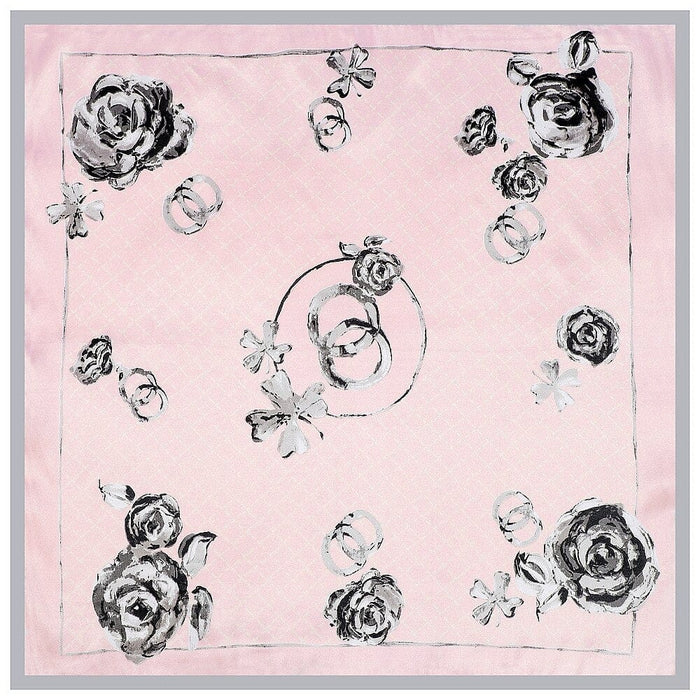 Roses & Ribbon Design Satin Silk Scarf - Women's Accessory