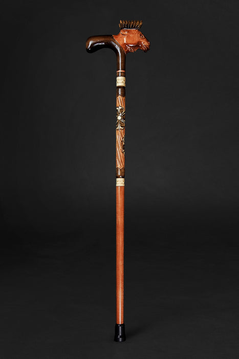 Folk art walking cane with American elk motif
