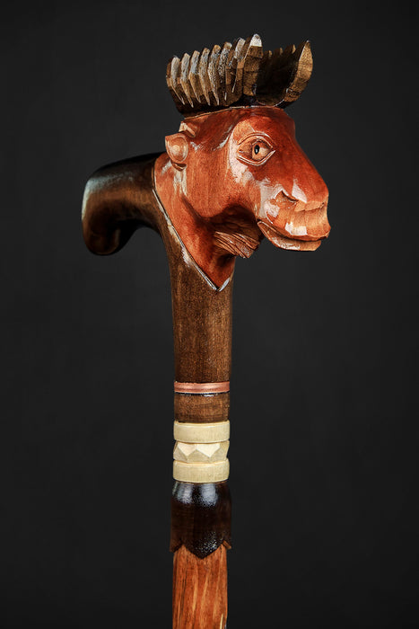 Handcrafted elk walking stick
