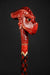 Red Wooden Dragon Head Walking Stick, Hand Carved - Hand Painting