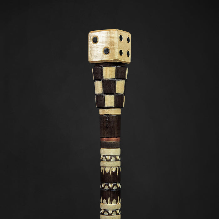 Old-fashioned gambling walking cane with dice