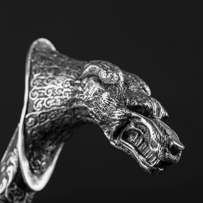 Wolf Cane Silver Сeltic Style, Metal Handle