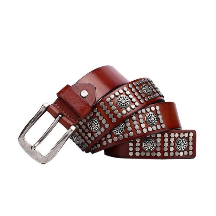 Studded Belt For Men, Silver Buckle, Makan Model