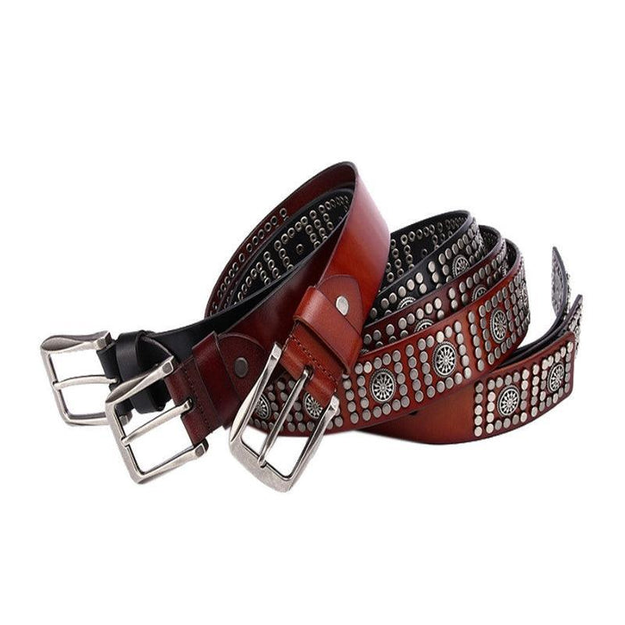 Studded Belt For Men, Silver Buckle, Makan Model - Artynov | Unique Handmade Accessories