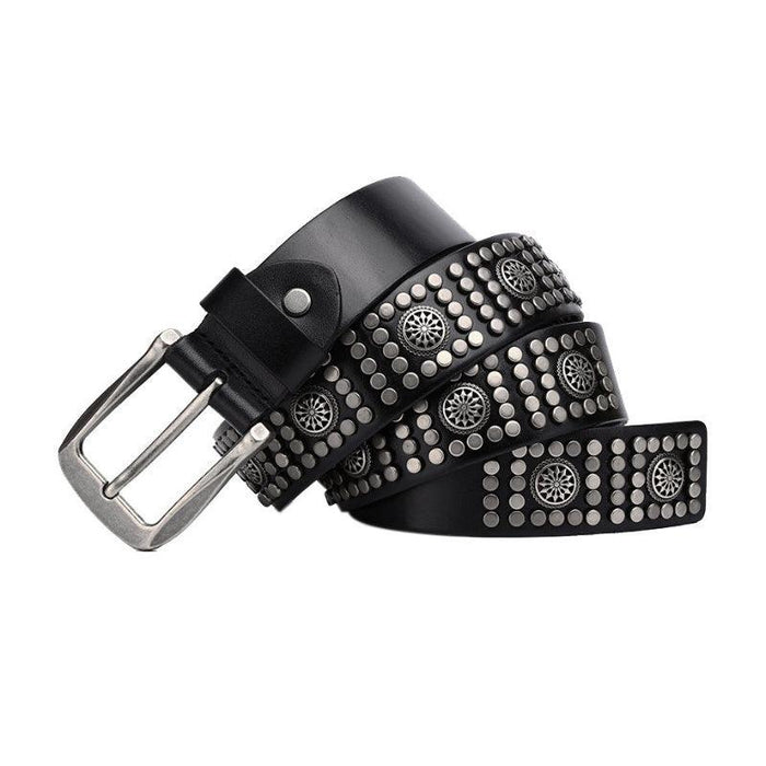 Studded Belt For Men, Silver Buckle, Makan Model - Artynov | Unique Handmade Accessories