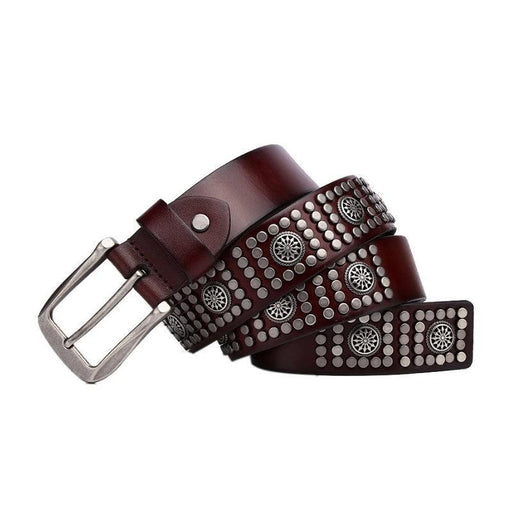 Studded Belt For Men, Silver Buckle, Makan Model