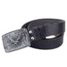 Leather Cowboy Belt With Silver Buckle For Men