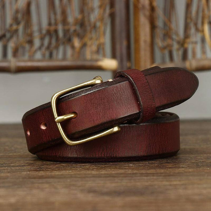 Leather Belt With Gold Buckle, Woman or Man, Meena Model