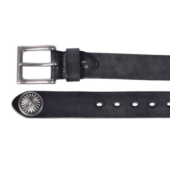 Studded Belt For Men In Aged Leather and Decorations, Mauli Model - Artynov | Unique Handmade Accessories