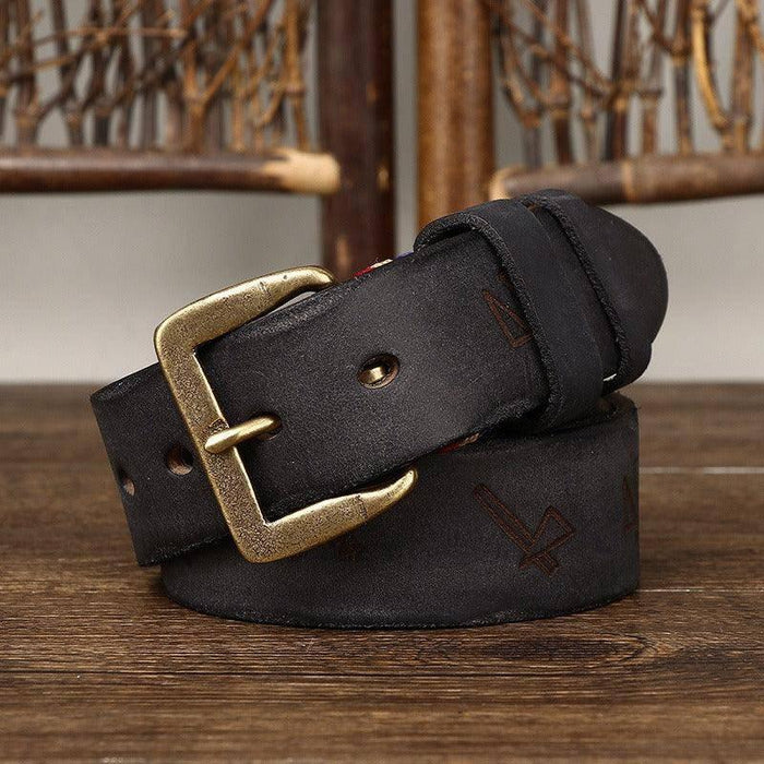 Leather Belt For Men With Ethnic Patterns, Aisha Model