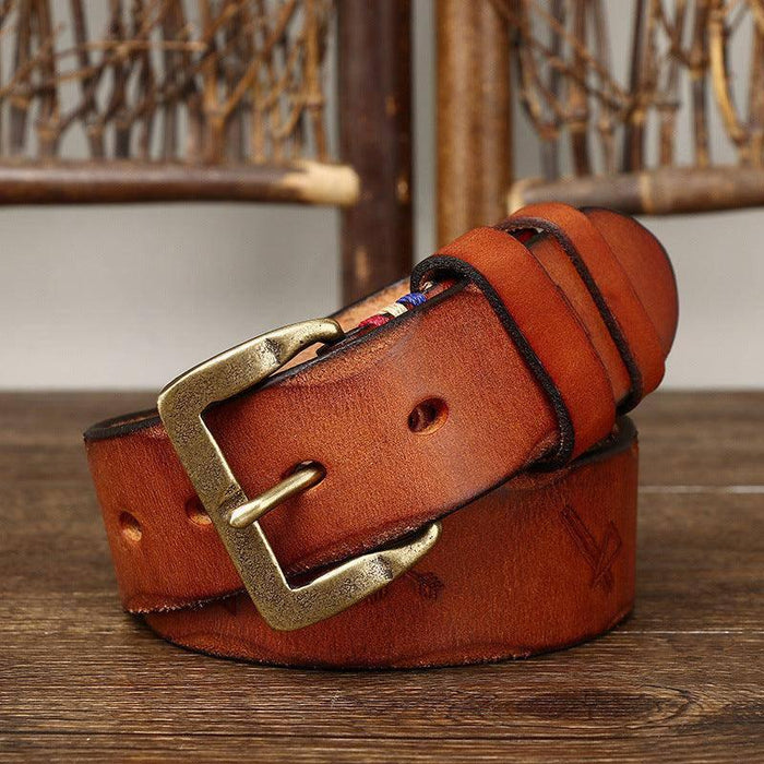 Leather Belt For Men With Ethnic Patterns, Aisha Model