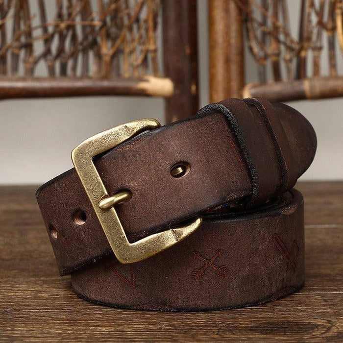 Leather Belt For Men With Ethnic Patterns, Aisha Model