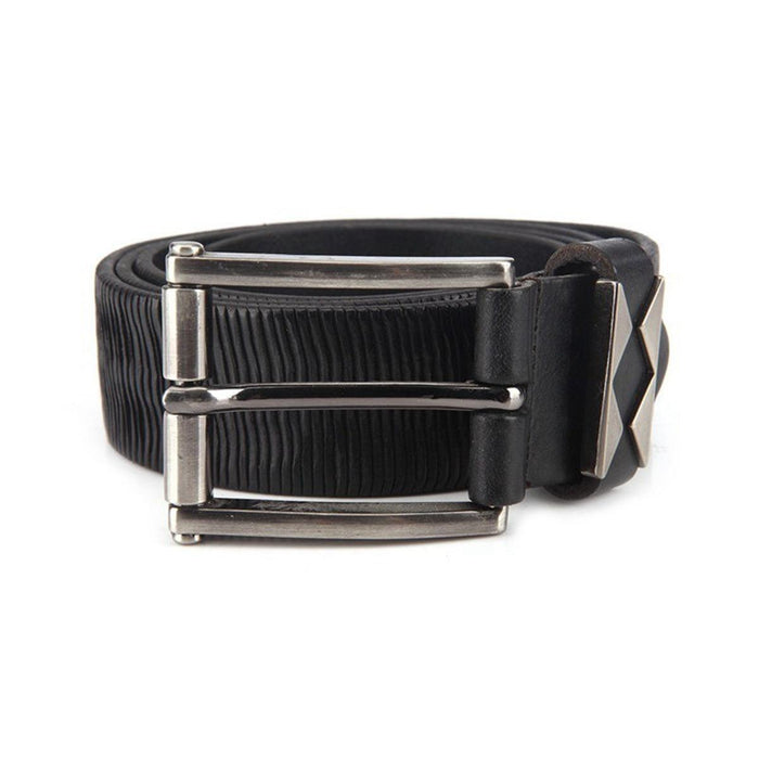 Leather Belt For Men With Ribbed Strap and Decorated Loop, Markus Model