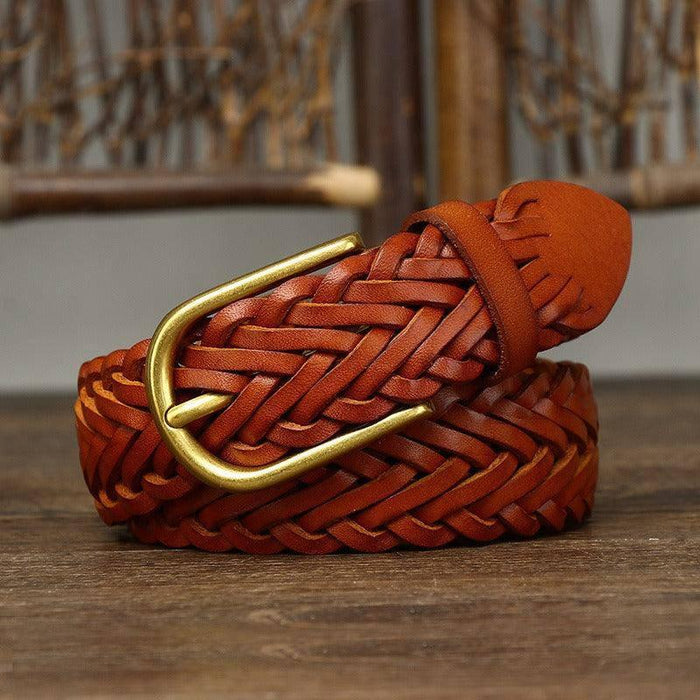 Vintage Braided Leather Belt For Men, Halina Model
