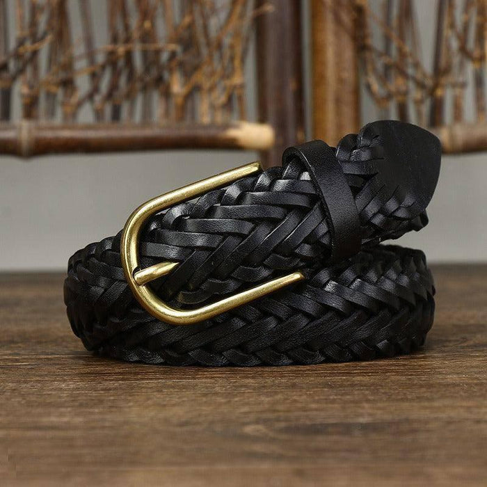 Vintage Braided Leather Belt For Men, Halina Model