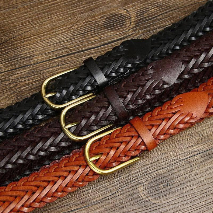 Vintage Braided Leather Belt For Men, Halina Model