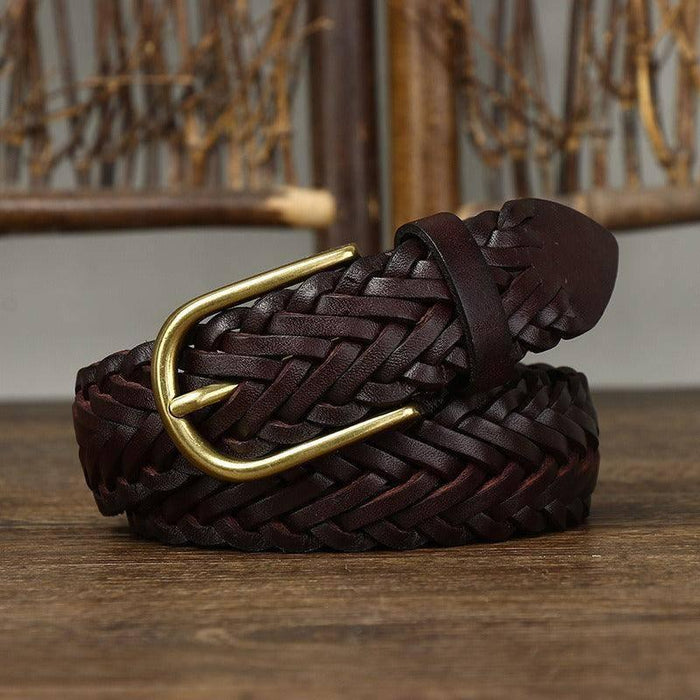 Vintage Braided Leather Belt For Men, Halina Model