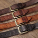 Leather Belt With Compass Inlay, For Men, Amit Model