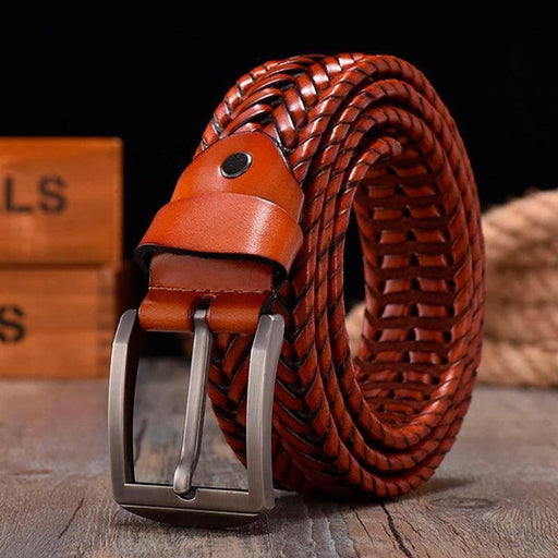 Vintage Braided Leather Belt For Men, Kacper Model