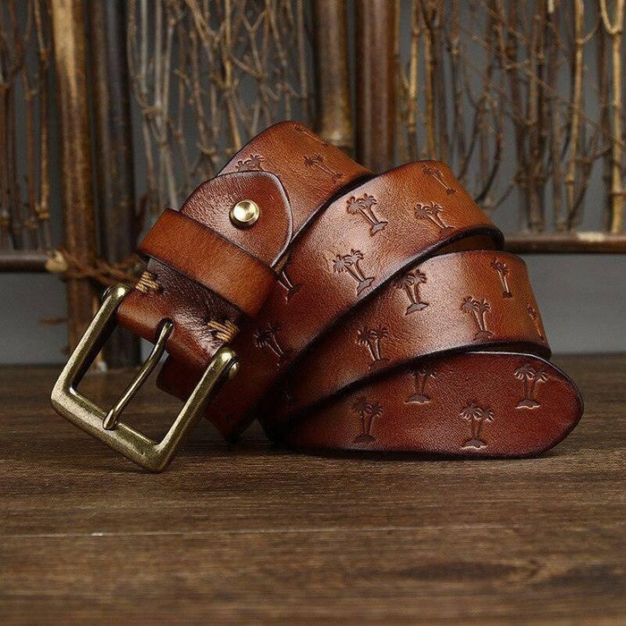 Hurace Model Leather Belt With Artistic Design For Women