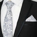 White Silver Paisley Silk Tie for Classy Men - Elegant Accessory for Any Occasion