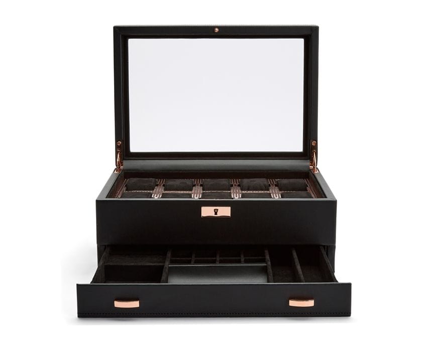 WOLF Axis 10 Piece Watch Box with Drawer