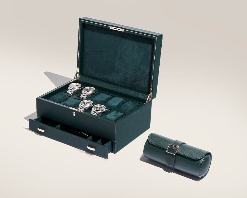WOLF British Racing 10 Piece Watch Box with Storage