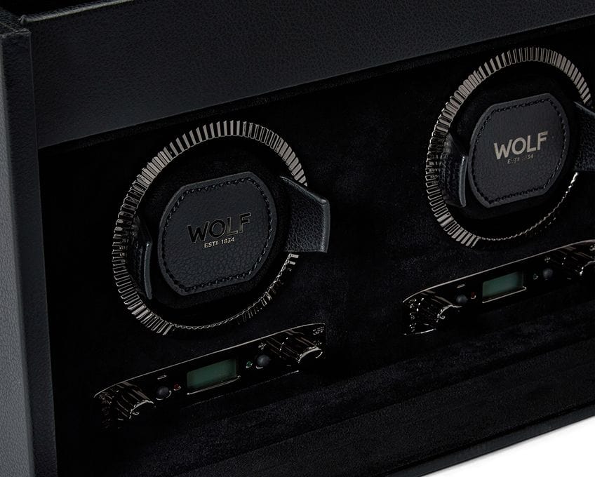 WOLF British Racing Double Watch Winder with Storage
