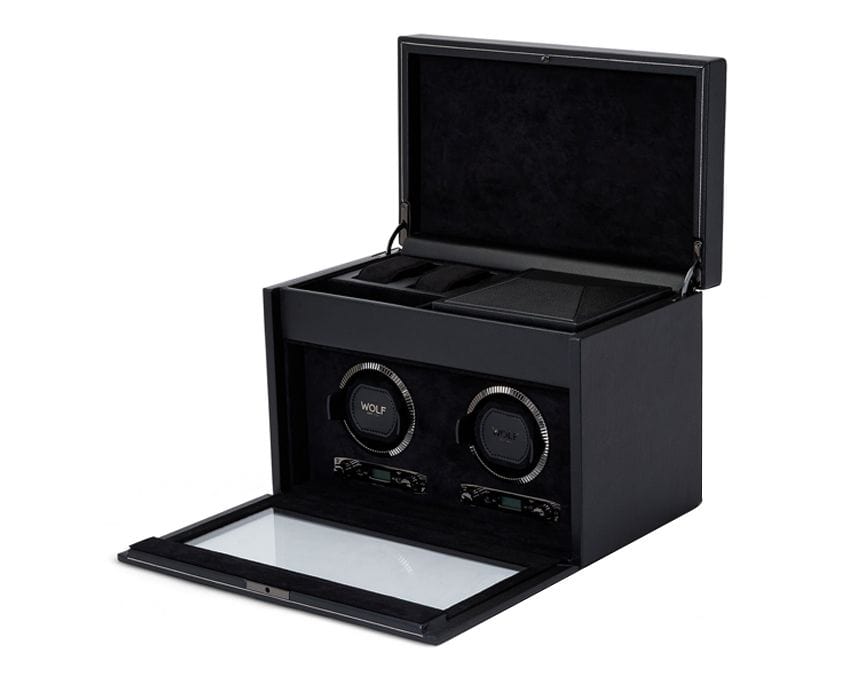 WOLF British Racing Double Watch Winder with Storage