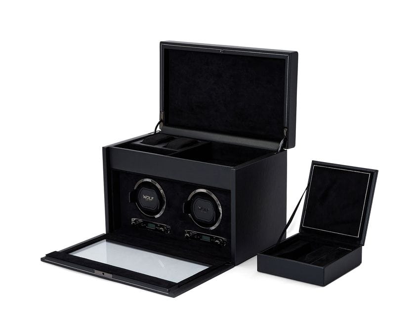 WOLF British Racing Double Watch Winder with Storage