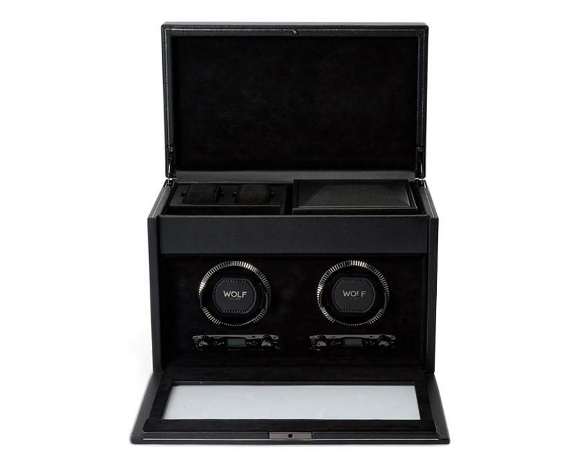 WOLF British Racing Double Watch Winder with Storage