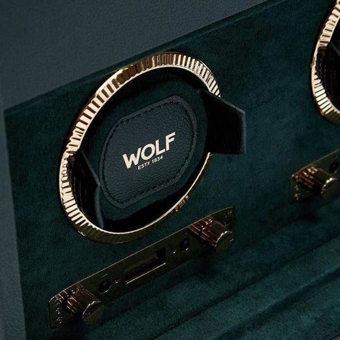 WOLF British Racing Double Watch Winder with Storage