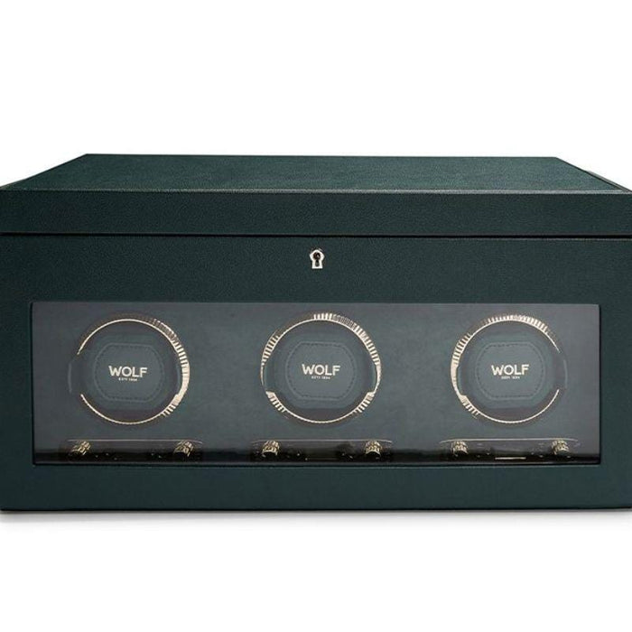 WOLF British Racing Triple Watch Winder with Storage