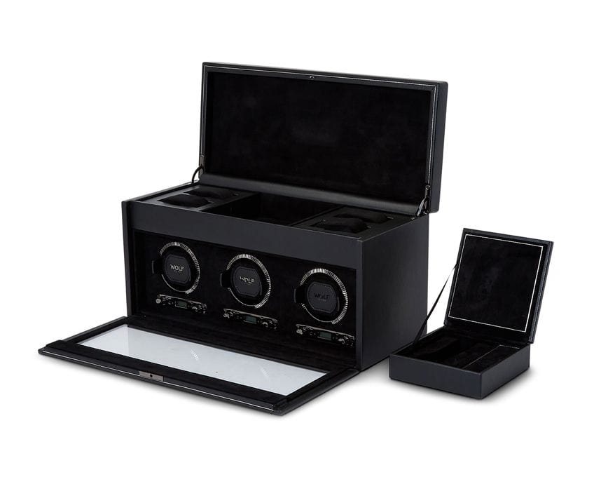 WOLF British Racing Triple Watch Winder with Storage