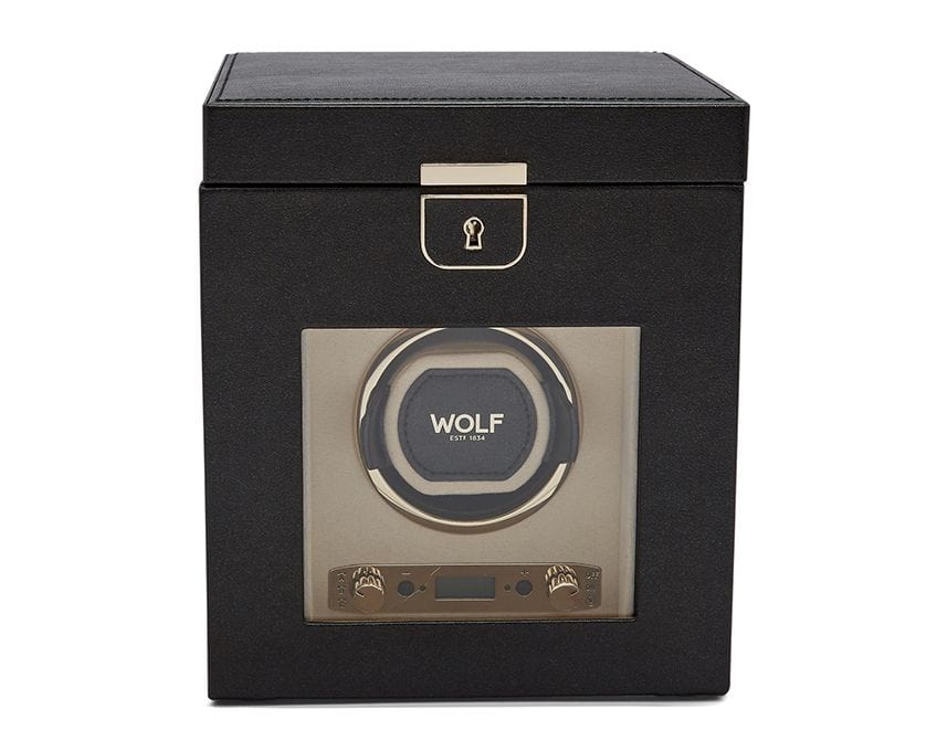 WOLF Palermo Single Watch Winder With Jewelry Storage