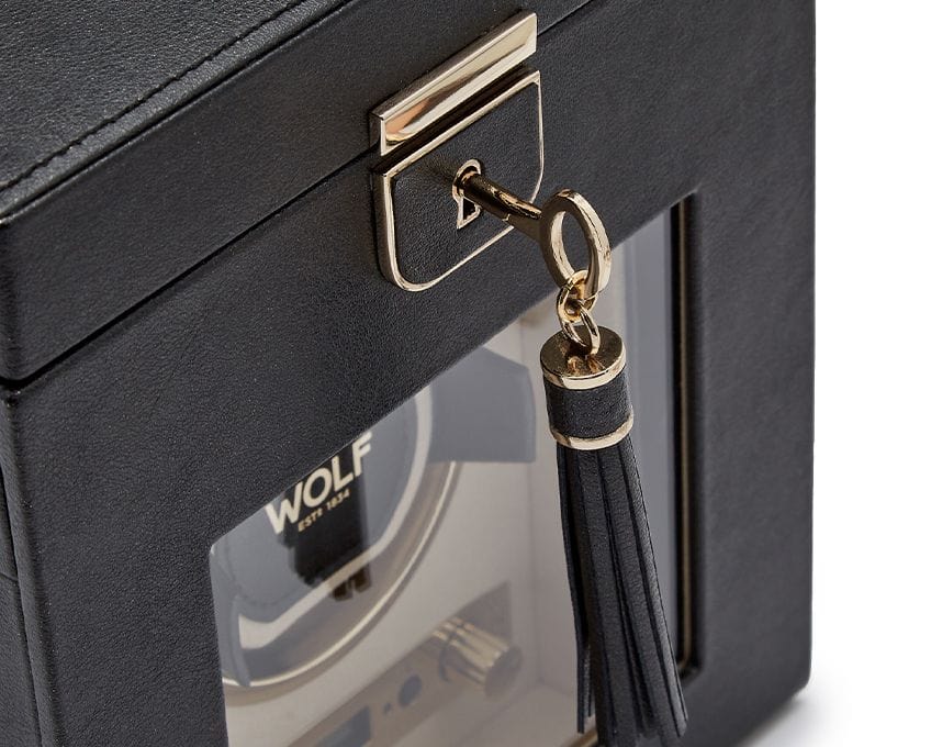 WOLF Palermo Single Watch Winder With Jewelry Storage
