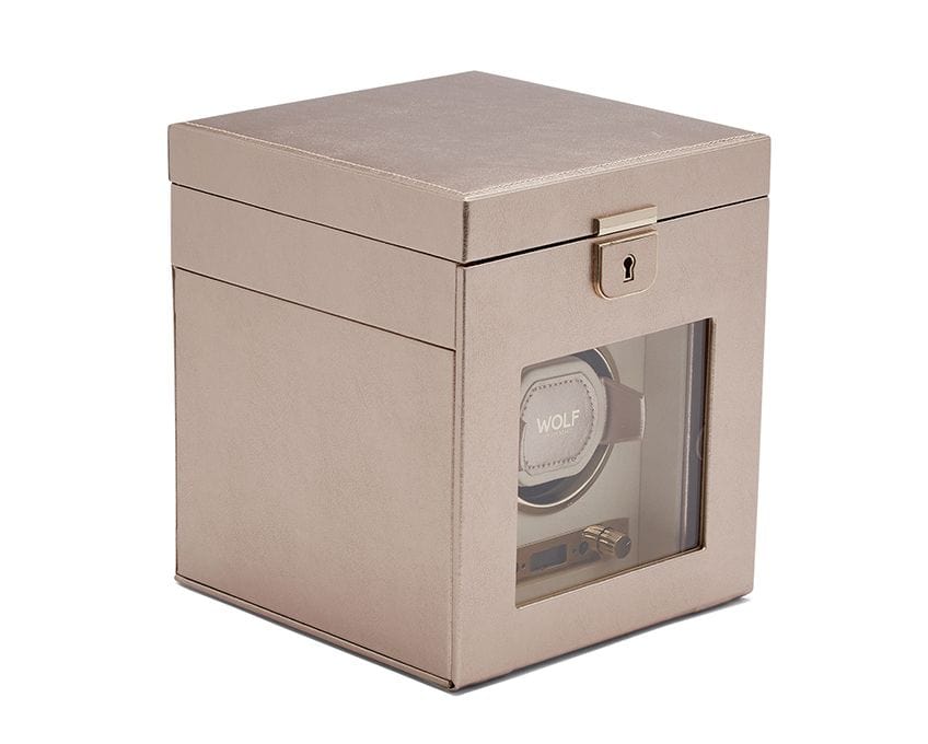 WOLF Palermo Single Watch Winder With Jewelry Storage