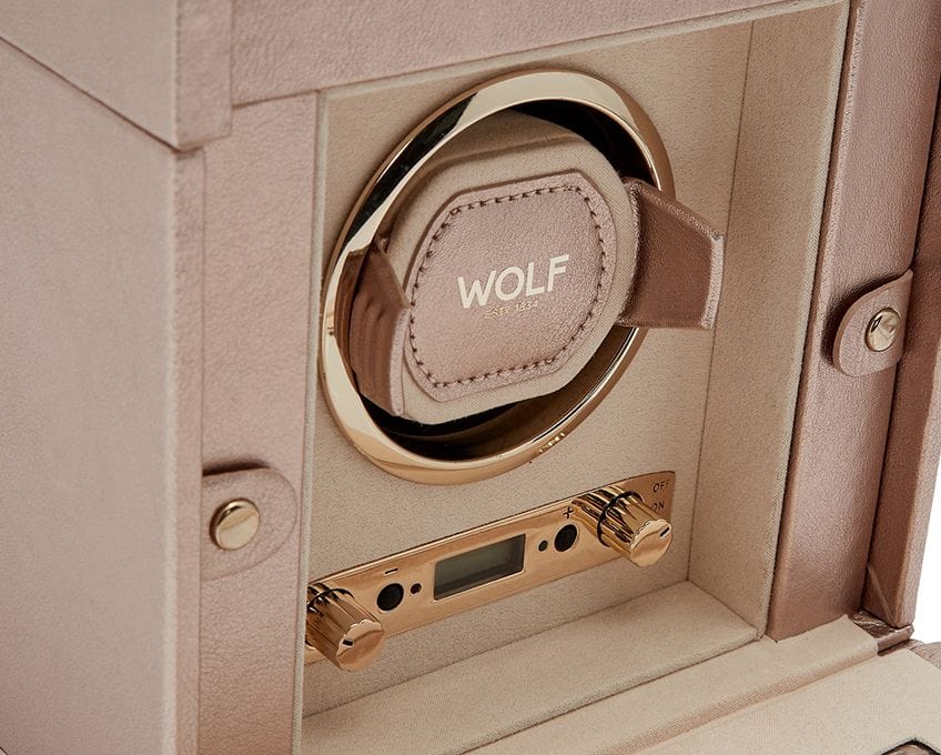 WOLF Palermo Single Watch Winder With Jewelry Storage