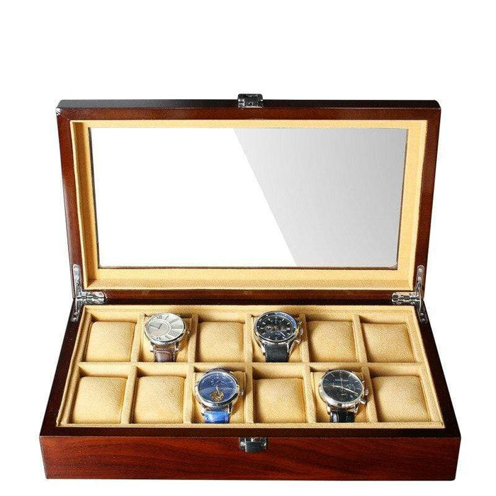 Uniqiue Wooden Watch Storage Box Holder with 12 Slots