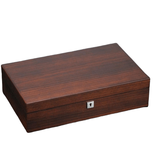 Brown Wooden Watch Box with Convenient Pocket
