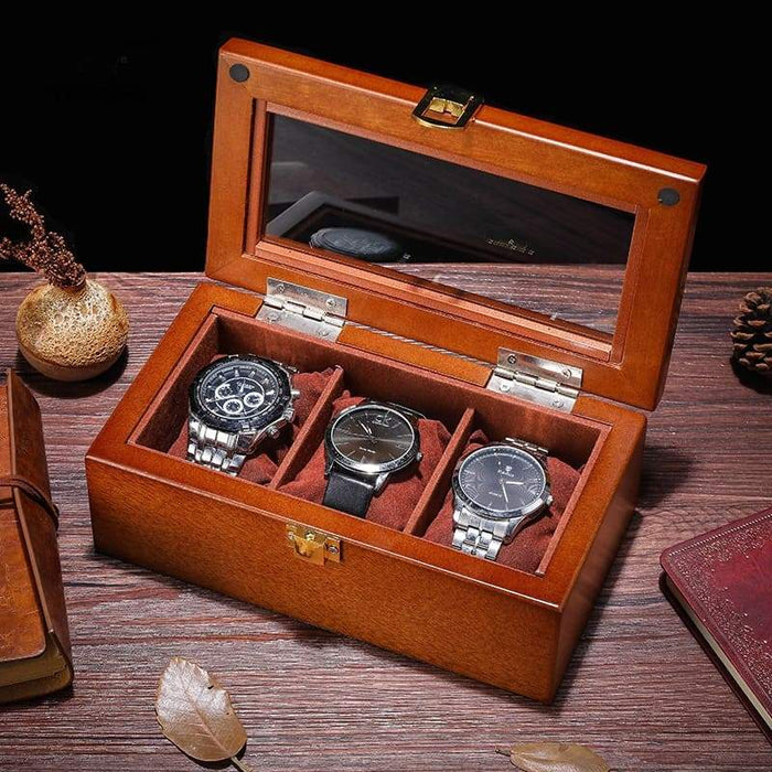 High-Quality Wooden Watch Storage Box with 3 Slots