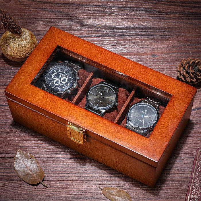 High-Quality Wooden Watch Storage Box with 3 Slots