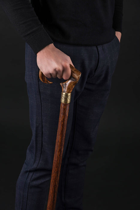 Red wood eagle handle cane